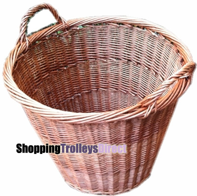 Wicker Large Round Log/Linen Storage Basket with Handles